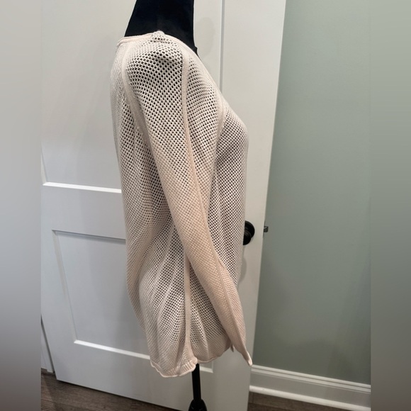 DEMOCRACY Pink Mesh Shirt Top Long Sleeve Tie Waist swim coverup - Picture 2 of 7